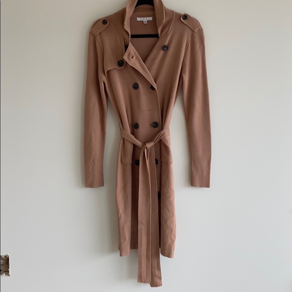 Cabi sweater like fabric trench coat